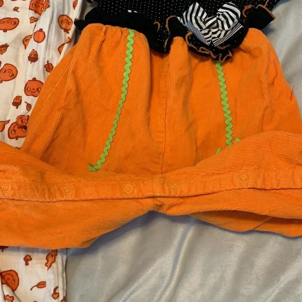 Halloween Bonnie Jean cat & Jack pumpkin cat & ghost rompers corduroy pumpkin 18